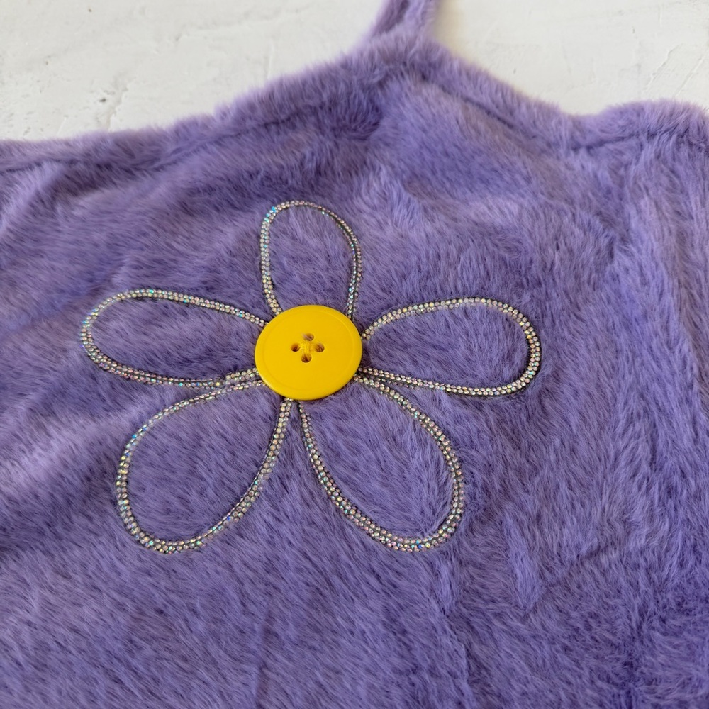 For Love & Lemons Finley Mini Purple Fur Flowers Dress Size XS - Picture 8 of 11